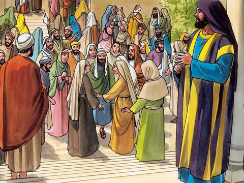 Tandis qu’il parlait ainsi, tous ses adversaires étaient confus, et la foule se réjouissait de toutes les choses glorieuses qu’il faisait. – Numéro de diapositive 8