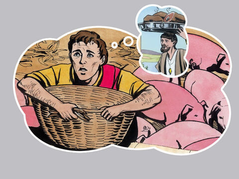 Combien d’ouvriers chez mon père ont du pain en abondance, et moi, ici, je meurs de faim! Je me lèverai, j’irai vers mon père, et je lui dirai: Mon père, j’ai péché contre le ciel et contre toi, je ne suis plus digne d’être appelé ton fils; traite-moi comme l’un de tes ouvriers. – Numéro de diapositive 8