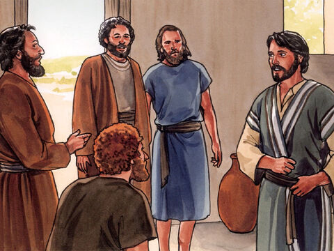 Après ces paroles, il leur dit: «Notre ami Lazare s'est endormi, mais je vais aller le réveiller.» Les disciples lui dirent: «Seigneur, s'il s'est endormi, il sera guéri.» En fait, Jésus avait parlé de la mort de Lazare, mais ils crurent qu'il parlait de l'assoupissement du sommeil. Jésus leur dit alors ouvertement: «Lazare est mort. Et à cause de vous, afin que vous croyiez, je me réjouis de ce que je n'étais pas là. Mais allons vers lui.» – Numéro de diapositive 6