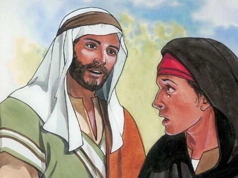 Quand Jésus arriva près de Béthanie, Lazare était déjà dans la tombe depuis quatre jours. Jésus dit à Marthe : «Ton frère ressuscitera.» «Je sais, lui répondit Marthe, qu'il ressuscitera lors de la résurrection, le dernier jour.» – Numéro de diapositive 1