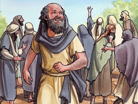 Pendant qu'ils y allaient, ils furent guéris. L’un d’eux, se voyant guéri, revint sur ses pas en rendant gloire à Dieu à haute voix. – Numéro de diapositive 3