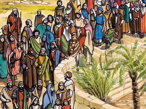 Comme Jésus était près de Jéricho, un aveugle était assis au bord du chemin et mendiait. – Numéro de diapositive 1