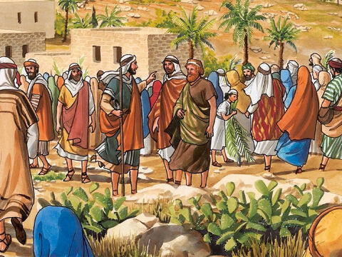Jésus envoya deux disciples en leur disant: «Allez au village qui est devant vous; vous y trouverez tout de suite une ânesse attachée et un ânon avec elle; détachez-les et amenez-les-moi. – Numéro de diapositive 2
