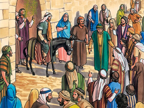 Lorsqu'il entra dans Jérusalem, toute la ville fut troublée. On disait: «Qui est cet homme?» La foule répondait: «C'est Jésus, le prophète de Nazareth en Galilée.» – Numéro de diapositive 8