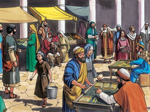 Ils arrivèrent à Jérusalem, et Jésus entra dans le temple. Il se mit à chasser ceux qui vendaient et qui achetaient dans le temple, – Numéro de diapositive 3