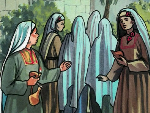Les folles dirent aux sages: ‘Donnez-nous de votre huile, car nos lampes s'éteignent.’ – Numéro de diapositive 8