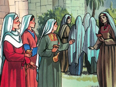 Les sages répondirent: ‘Non, il n'y en aurait pas assez pour nous et pour vous. Allez plutôt chez ceux qui en vendent et achetez-en pour vous.’ – Numéro de diapositive 9