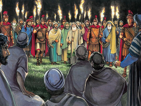 Il parlait encore quand une foule arriva. Celui qui s'appelait Judas, l'un des douze, marchait devant elle. – Numéro de diapositive 11