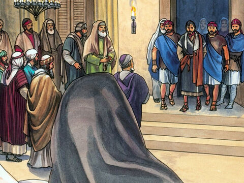 Ceux qui avaient arrêté Jésus l'emmenèrent chez le grand-prêtre Caïphe, – Numéro de diapositive 1