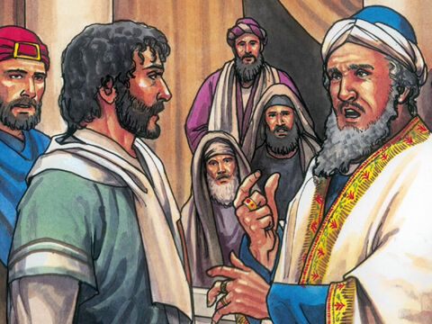 Mais Jésus gardait le silence. Le grand-prêtre [prit la parole et] lui dit: «Je t'adjure, par le Dieu vivant, de nous dire si tu es le Messie, le Fils de Dieu.» – Numéro de diapositive 9
