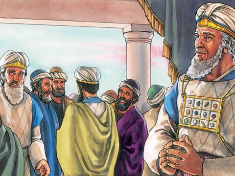 Le matin venu, tous les chefs des prêtres et les anciens du peuple tinrent conseil contre Jésus pour le faire mourir. – Numéro de diapositive 8