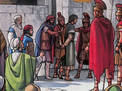 De chez Caïphe, ils conduisirent Jésus au prétoire; – Numéro de diapositive 1
