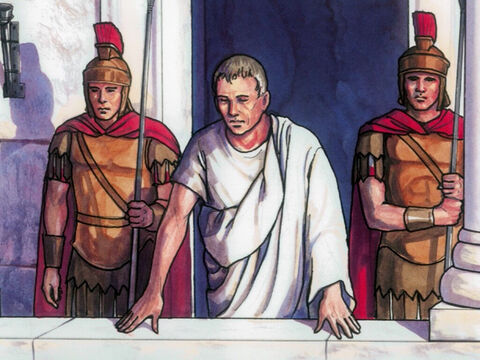 Pilate sortit donc à leur rencontre et dit: «De quoi accusez-vous cet homme?» – Numéro de diapositive 4