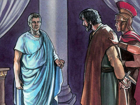 Pilate rentra dans le prétoire, appela Jésus et lui dit: «Es-tu le roi des Juifs?» – Numéro de diapositive 8