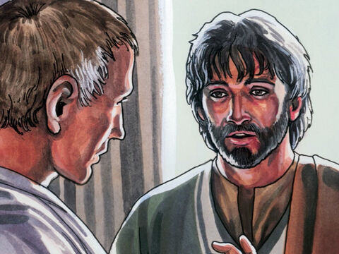 Jésus [lui] répondit: «Est-ce de toi-même que tu dis cela ou d'autres te l'ont-ils dit de moi?» – Numéro de diapositive 9