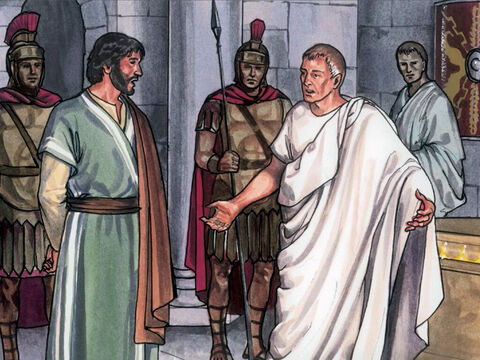Pilate répondit: «Suis-je un Juif, moi? Ta nation et les chefs des prêtres t'ont livré à moi. Qu'as-tu fait?» – Numéro de diapositive 10