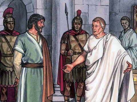 Pilate lui dit: «Tu es donc roi?» Jésus répondit: «Tu le dis, je suis roi. Si je suis né et si je suis venu dans le monde, c’est pour rendre témoignage à la vérité. Toute personne qui est de la vérité écoute ma voix.» – Numéro de diapositive 12