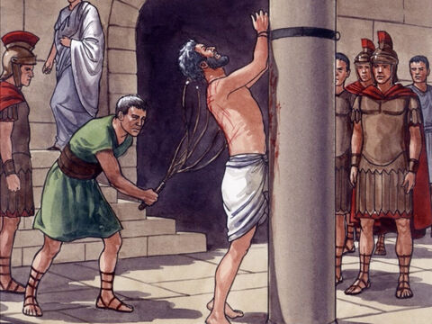 Alors Pilate ordonna de prendre Jésus et de le fouetter. – Numéro de diapositive 9