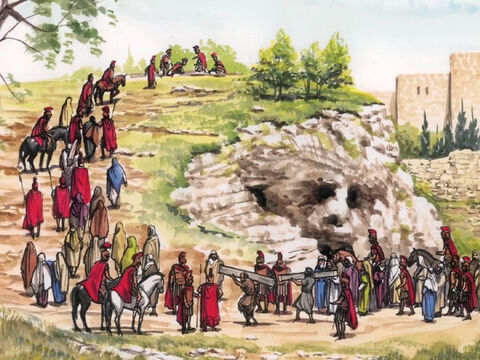 Arrivés à un endroit appelé Golgotha – ce qui signifie «lieu du crâne» –, – Numéro de diapositive 1