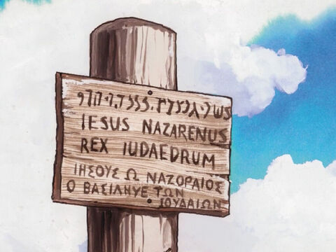 Pilate rédigea aussi un écriteau qu'il plaça sur la croix; il y était écrit: «Jésus de Nazareth, le roi des Juifs.» – Numéro de diapositive 9