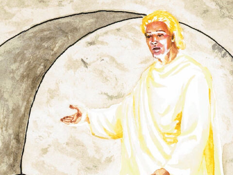 Il leur dit: «N'ayez pas peur. Vous cherchez Jésus de Nazareth, celui qui a été crucifié. Il est ressuscité, il n'est pas ici! – Numéro de diapositive 8