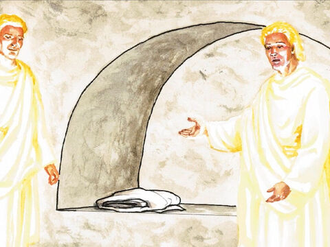Voici l'endroit où on l'avait déposé. Mais allez dire à ses disciples et à Pierre qu'il vous précède en Galilée: – Numéro de diapositive 9