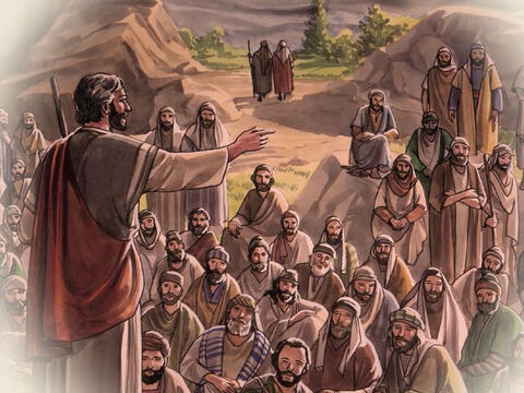 Ils lui répondirent: «Ce qui est arrivé à Jésus de Nazareth, qui était un prophète puissant en actes et en paroles devant Dieu et devant tout le peuple, – Numéro de diapositive 6