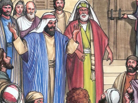 Alors les deux disciples racontèrent ce qui leur était arrivé en chemin et comment ils l'avaient reconnu au moment où il rompait le pain. – Numéro de diapositive 27