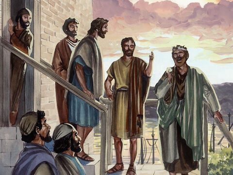 Simon Pierre, Thomas, appelé Didyme, Nathanaël, qui venait de Cana en Galilée, les fils de Zébédée et deux autres disciples de Jésus se trouvaient ensemble. Simon Pierre leur dit: «Je vais pêcher.» Ils lui dirent: «Nous allons aussi avec toi.» – Numéro de diapositive 2
