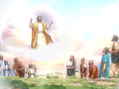 «Hommes de Galilée, pourquoi restez-vous à regarder le ciel? Ce Jésus qui a été enlevé au ciel du milieu de vous reviendra de la même manière que vous l'avez vu aller au ciel.» – Numéro de diapositive 10