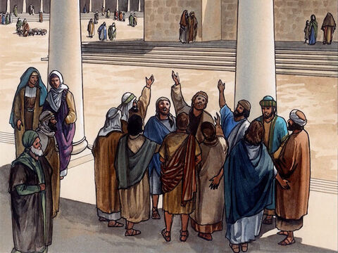 Ils étaient constamment dans le temple, [louant et] bénissant Dieu. – Numéro de diapositive 12