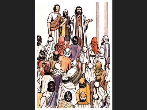 Mais vous, vous avez renié celui qui était saint et juste et vous avez demandé qu'on vous accorde la grâce d'un meurtrier. Vous avez fait mourir le Prince de la vie que Dieu a ressuscité, nous en sommes témoins. C'est par la foi en son nom qu’il a raffermi celui que vous voyez et connaissez; c'est la foi en Jésus qui a donné à cet homme une entière guérison en présence de vous tous. – Numéro de diapositive 10