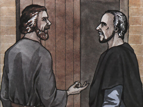 Arrivé à Jérusalem, Saul essaya de se joindre aux disciples, mais tous avaient peur de lui car ils ne croyaient pas qu'il était un disciple. – Numéro de diapositive 10