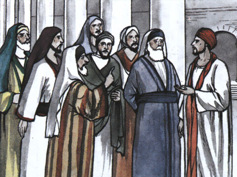 Alors Barnabas le prit avec lui, le conduisit vers les apôtres et leur raconta comment, sur le chemin, Saul avait vu le Seigneur qui lui avait parlé et avec quelle assurance il avait prêché à Damas au nom de Jésus. Saul allait et venait avec eux dans Jérusalem et s'exprimait en toute assurance au nom du Seigneur. Il parlait aussi et discutait avec les Hellénistes, mais ceux-ci cherchaient à le supprimer. – Numéro de diapositive 11