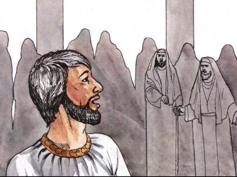 En entendant ces paroles, ils avaient le cœur plein de rage et ils grinçaient des dents contre lui. Mais Etienne, rempli du Saint-Esprit, fixa les regards vers le ciel et vit la gloire de Dieu et Jésus debout à la droite de Dieu. Il dit: «Je vois le ciel ouvert et le Fils de l'homme debout à la droite de Dieu.» – Numéro de diapositive 17