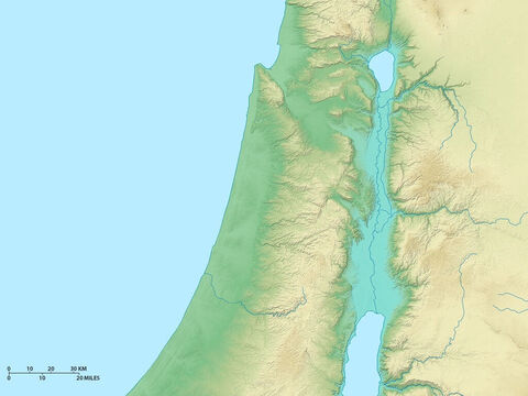 Carte du Nord d’Israël montrant le Lac de Galilée et le fleuve du Jourdain qui coule vers le sud à travers la vallée du rift. À l’Ouest, la Mer Méditerranée. – Numéro de diapositive 1