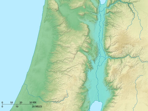 Carte des régions centrales d’Israël montrant la vallée du rift du Jourdain, les montagnes du Centre et la plaine côtière. – Numéro de diapositive 8