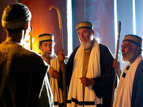 Ils amenèrent vers les pharisiens celui qui avait été aveugle, et ceux-ci lui demandèrent ce qui s’était passé. “Il a appliqué de la boue sur mes yeux, je me suis lavé, et je vois!” – Numéro de diapositive 14