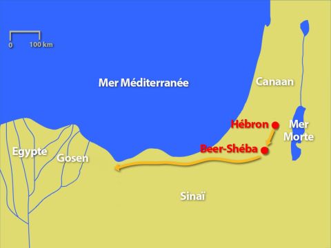 Ils partent ensuite pour l’Egypte. Le nombre des descendants de Jacob, sans compter les femmes de ses fils, est de soixante-six. Alors qu’ils approchent de leur destination, Jacob envoie Juda en avant pour rencontrer Joseph et se renseigner sur la direction de la région de Goshen. – Numéro de diapositive 12