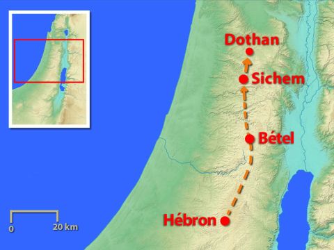 Cette carte indique la localisation de Dothan, une marche d’environ 16 km plus au Nord. – Numéro de diapositive 5