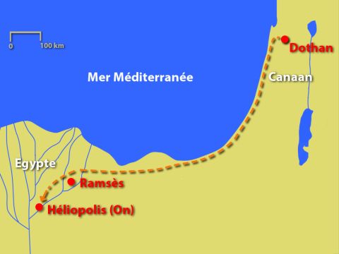 Cette carte indique l’itinéraire de Joseph le plus probable vers l’Egypte. – Numéro de diapositive 17