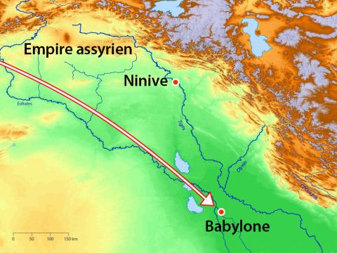 Le roi d’Assyrie était également gouverneur de Babylone et Manassé fut emmené là-bas, dans cette ville réputée pour sa méchanceté. – Numéro de diapositive 14