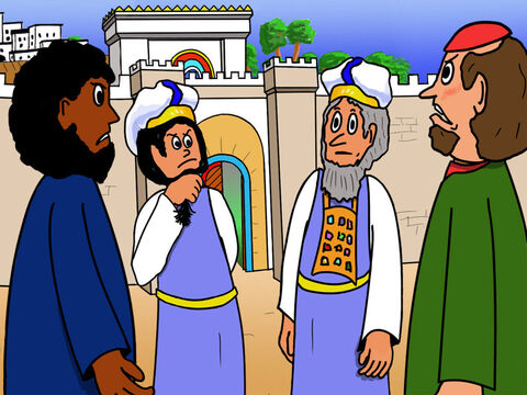 C’est pourquoi les principaux sacrificateurs et les chefs religieux étaient très en colère et jaloux de Jésus. “Il faut mettre fin à tout ceci”, dirent-ils. “Le seul moyen est d’arrêter Jésus à l’insu de tous, puis de le tuer. Mais comment faire?” – Numéro de diapositive 5