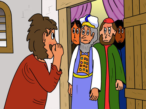 “Oui, oui, oui”, murmura Judas. “Mais si vous me payez bien, je serai heureux de vous aider!” – Numéro de diapositive 9