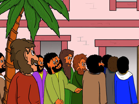 À présent, c’était le moment de la Pâque, et Jésus savait exactement ce qui devait lui arriver. Il se rendit dans la chambre haute d’une maison avec ses disciples pour célébrer le repas de la Pâque. – Numéro de diapositive 13