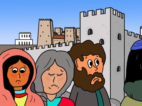 ... mais d’autres étaient bouleversés et affligés. Parmi eux étaient Marie, la mère de Jésus, Jean, disciple de Jésus, et une autre Marie originaire de la ville de Magdala. – Numéro de diapositive 20