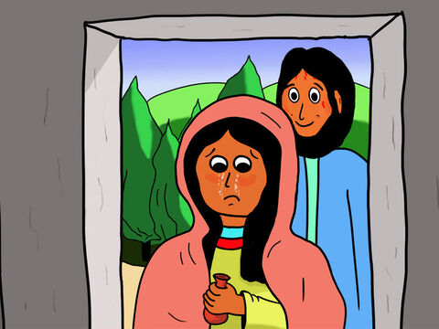 C’est alors que Jésus vint et se tint derrière Marie. Marie pensait que c’était le jardinier, et elle lui demanda, sans se retourner, s’il savait où l’on avait mis le corps de Jésus. – Numéro de diapositive 18
