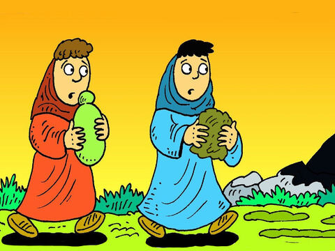 Elles avaient avec elles des aromates pour embaumer Jésus. Elles se sentaient tristes. Elles aimaient Jésus. – Numéro de diapositive 3