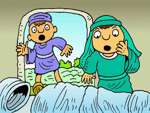 Il fallait que Pierre et Jean voient de leurs propres yeux. Tous deux coururent au tombeau. Ils virent les linges, mais en effet, Jésus n’était pas là! Ils s’en retournèrent, se demandant ce qui s’était passé. – Numéro de diapositive 3