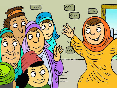 Marie courut trouver les amis de Jésus. “J’ai vu Jésus! Il est vivant!”, leur dit-elle à tous. C’est au moment de Pâques que nous nous souvenons de ce que Jésus est vivant! – Numéro de diapositive 8